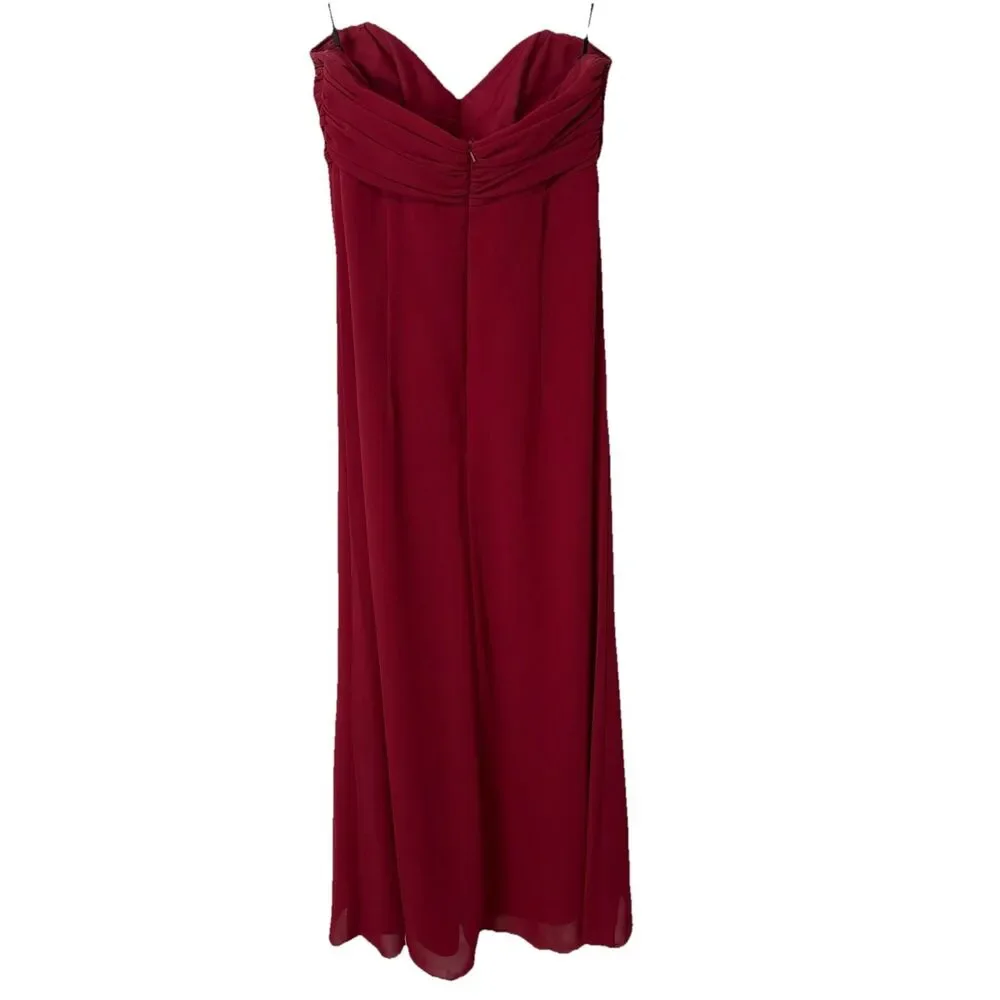 ALFRED SUNG Size 8 Claret Strapless Sweetheart Neckline Formal Cocktail Dress - Picture 5 of 8